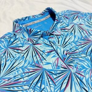 ⛳️ Walter Hagen Golf Polo XL Blue Tropical Print Shirt